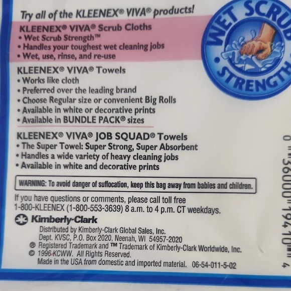 Vintage Kleenex Viva Scrub Cloths Two 6 Pack - 1996 NOS Sealed - Picture 3 of 7